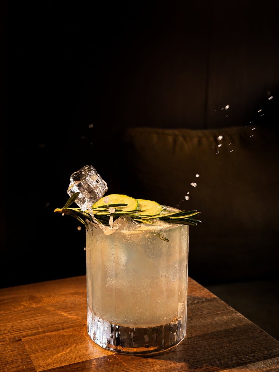 A gin cocktail with rosemary and lime at the Thanks to Harrison bar